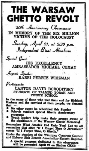 Announcement of memorial event The Jewish Post April 18 1963