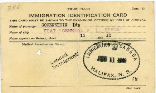 Edith Kimelman - KimelmanYehudit(Edith)1949ImmigrationCard