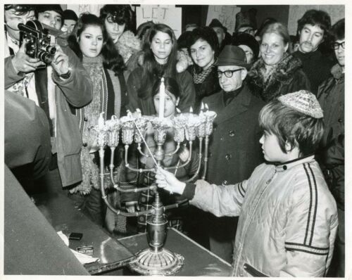 Menorah - Zachary Nesis lighting a Menorah - Chanukah celebration - Winnipeg City Hall - 1970