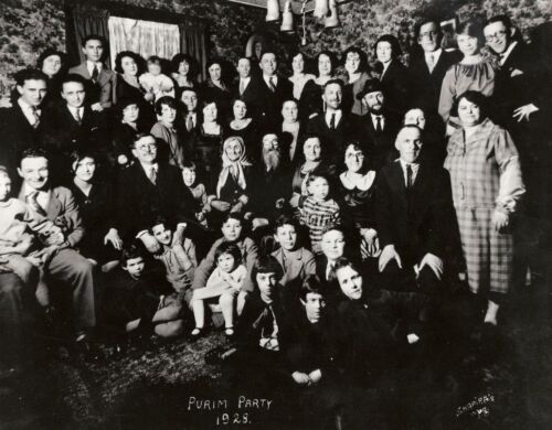 Rusoff Purim party, 1928. Lou is second from the left in the top row.