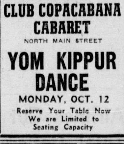 Yom Kippur nightclub ad 1959